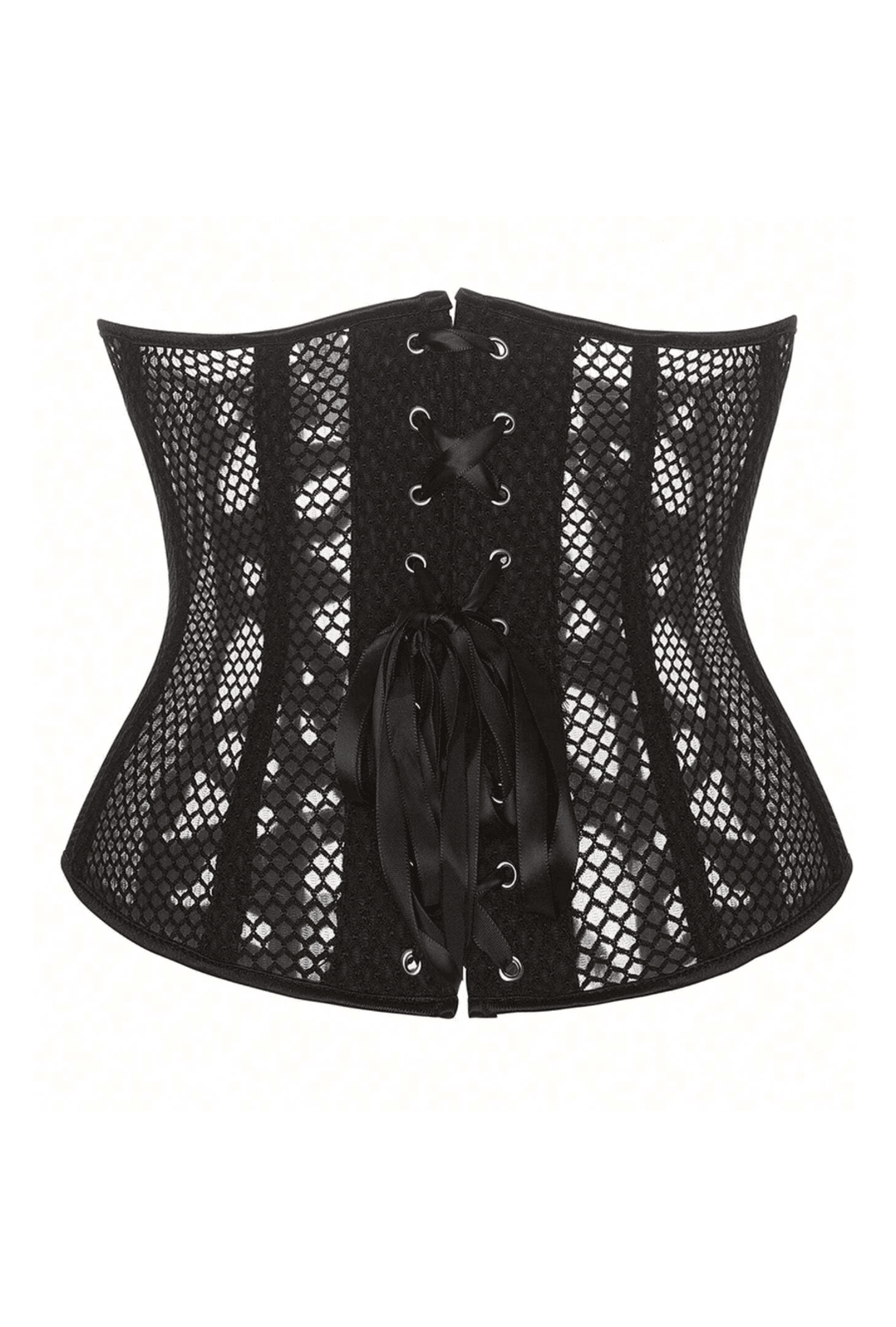 Black Hollow Out Mesh Underbust Corset