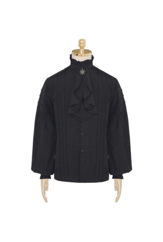 Vintage Black Shirt with Nautical Jabot