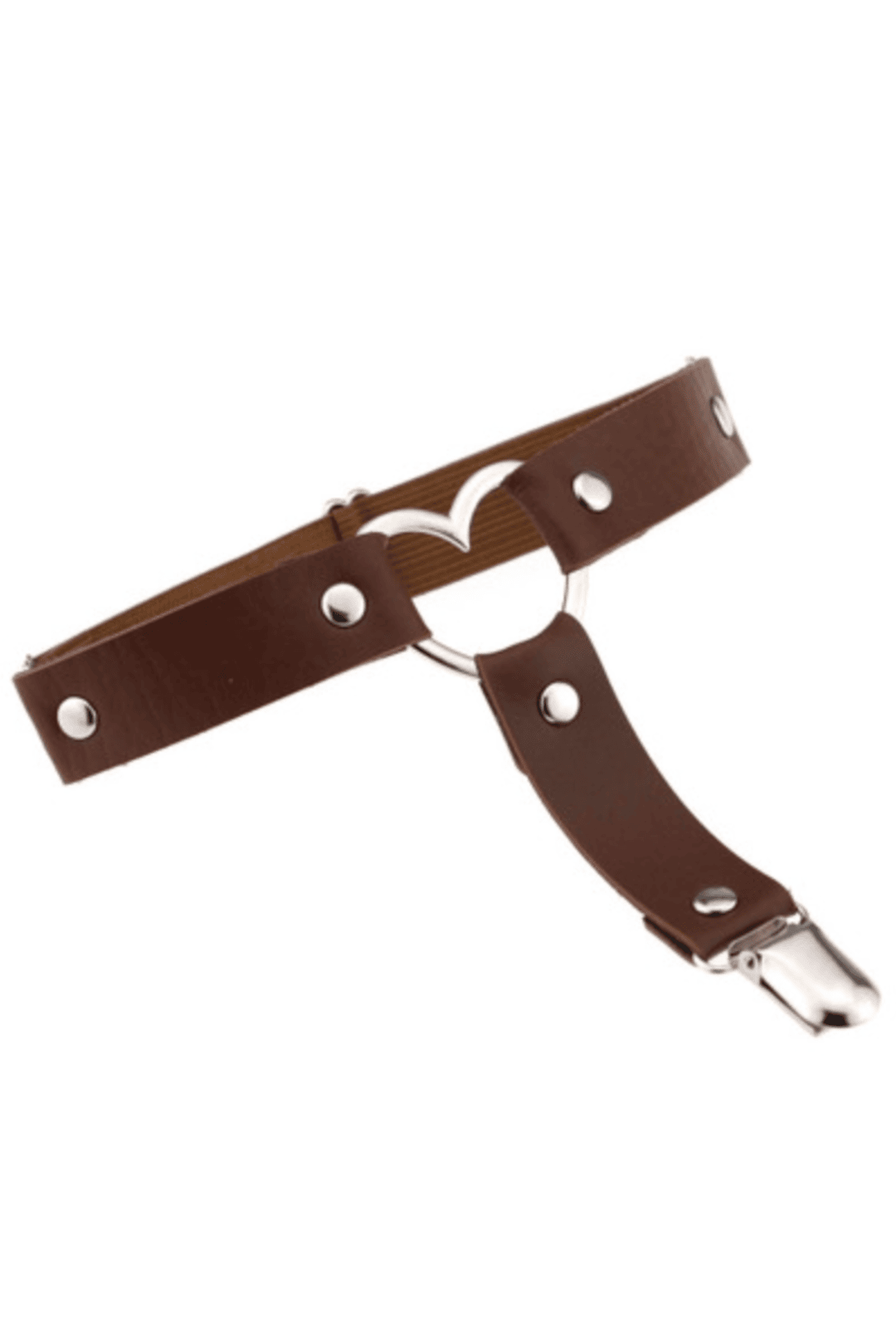 Brown PU Leather Heart Garter