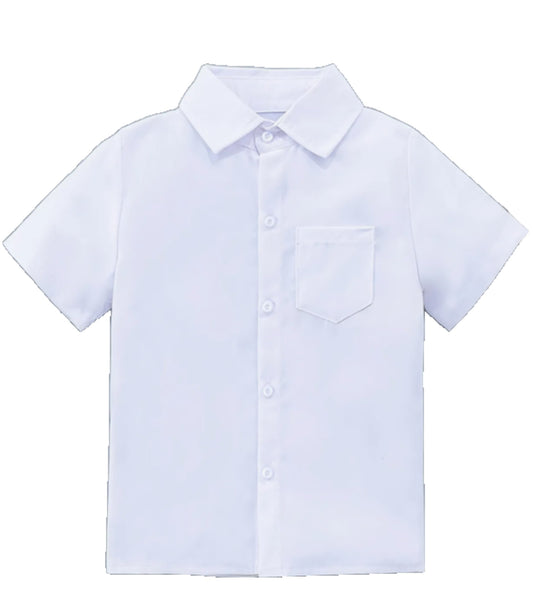 Short Sleeve White School Shirt, Regular Fit