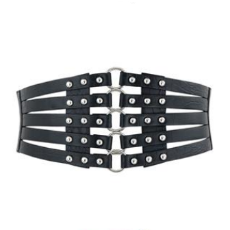 Black Snakeskin Cincher Belt with Silver Hardware