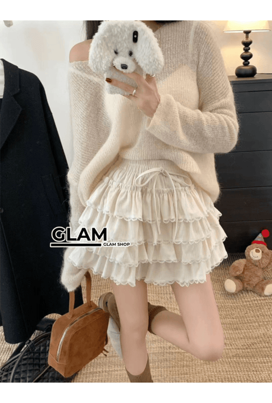 White Frill Tiered Skirt