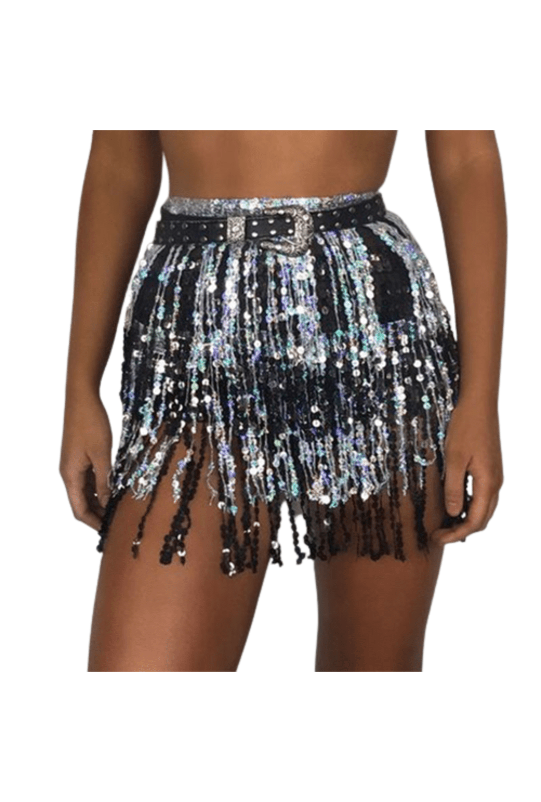 Black and Silver Sequin Wrap Around skirt