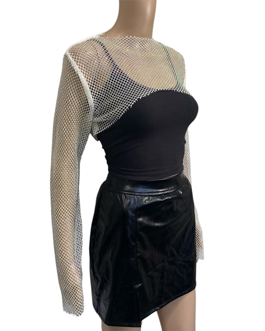 White Crystal Ultra-Cropped Shrug Top