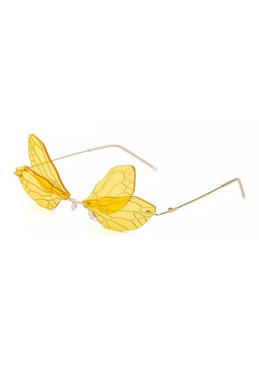 Yellow Fashion Wings Glasses