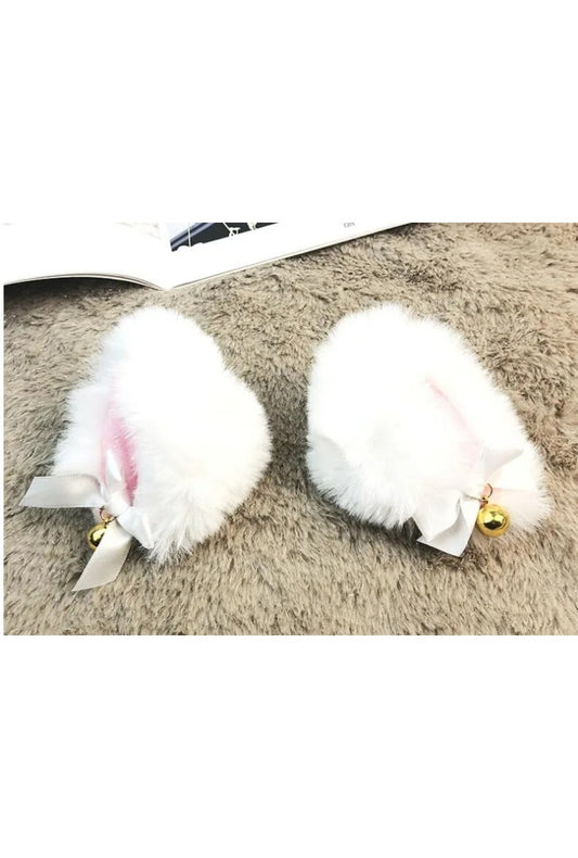 White Fluffy Clip-In Ears