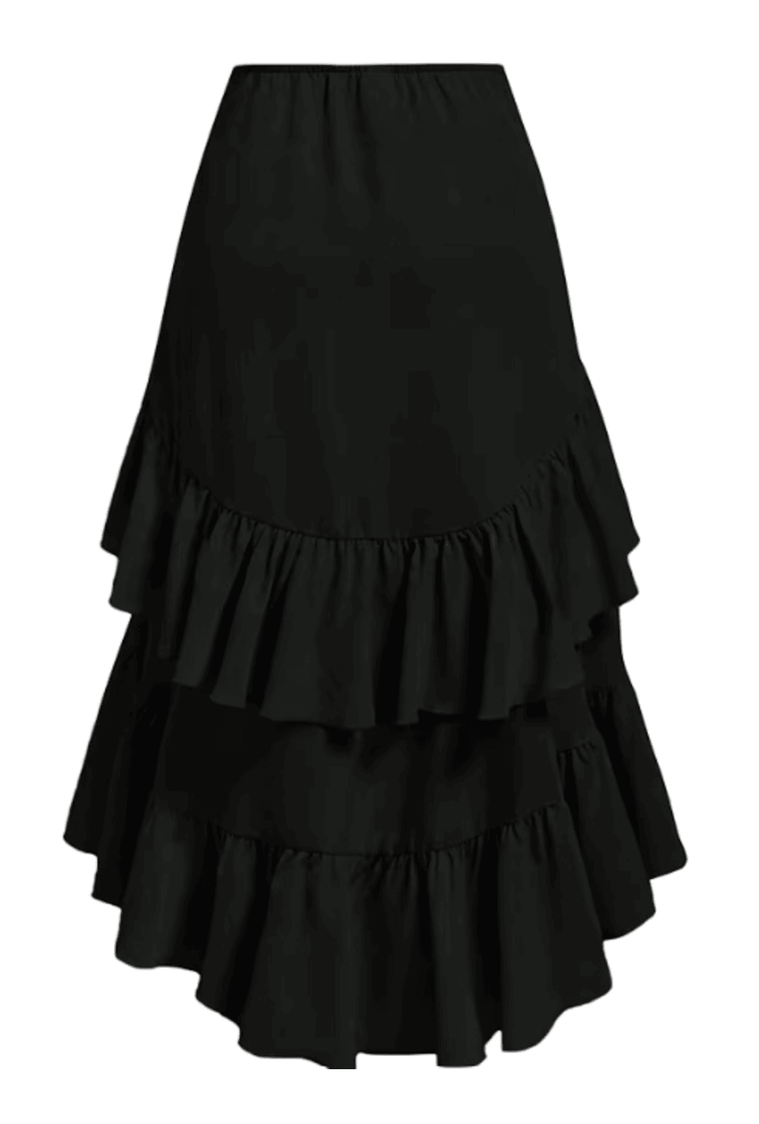 Black 3 Tier Asymmetrical Skirt