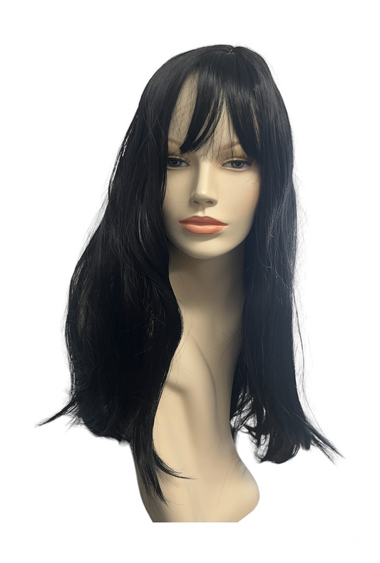 Deluxe Black Straight Wig with Bangs