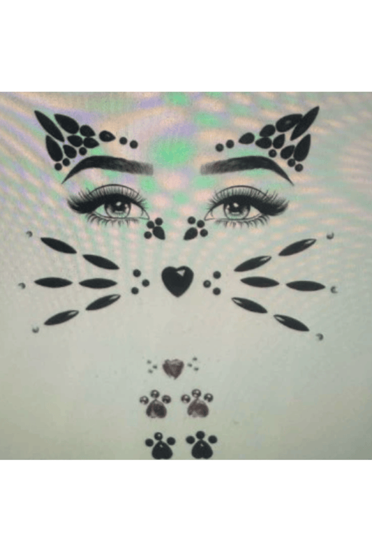 Black Cat Crystal Face & Body Jewels
