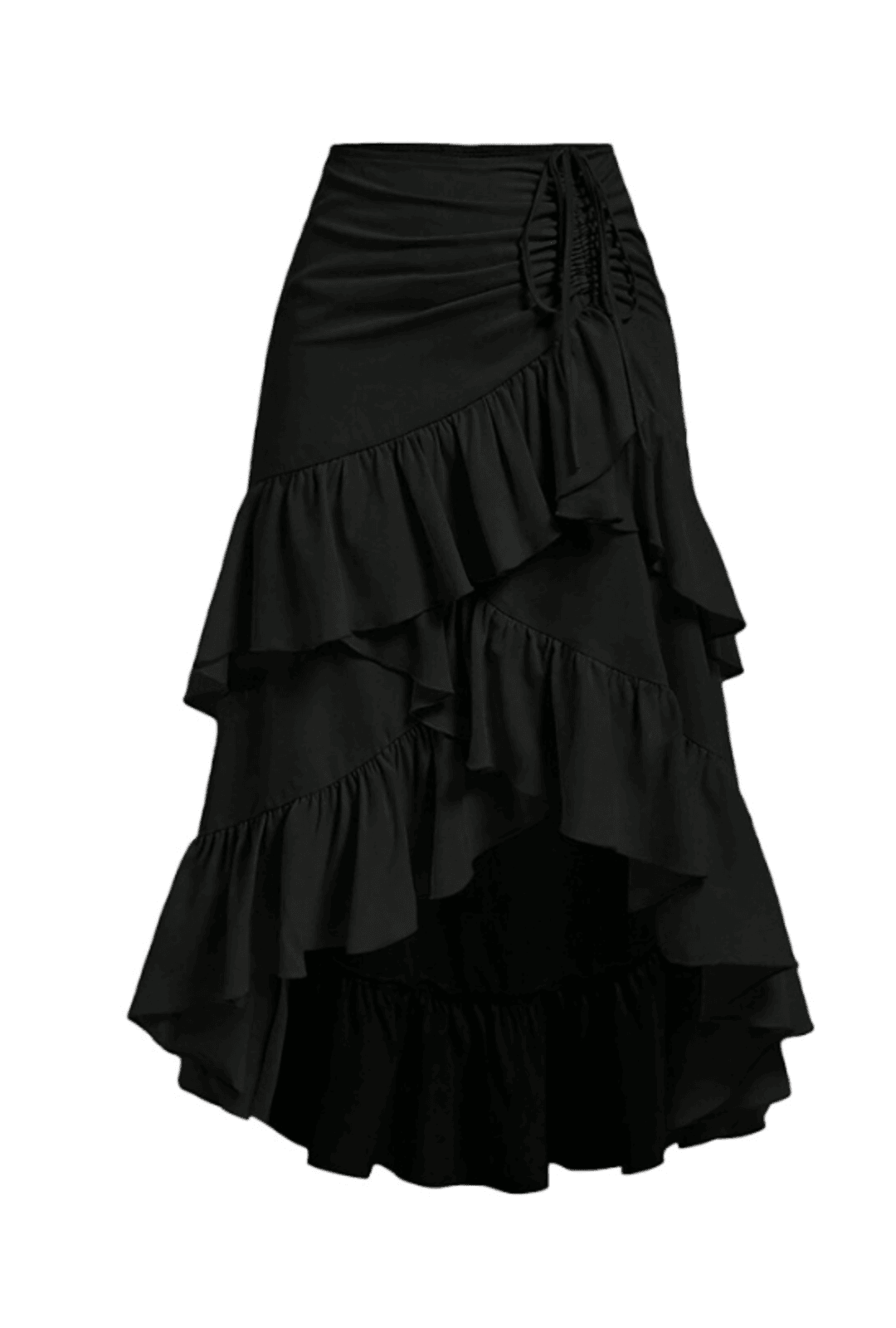 Black 3 Tier Asymmetrical Skirt