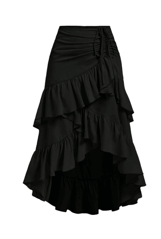 Black 3 Tier Asymmetrical Skirt