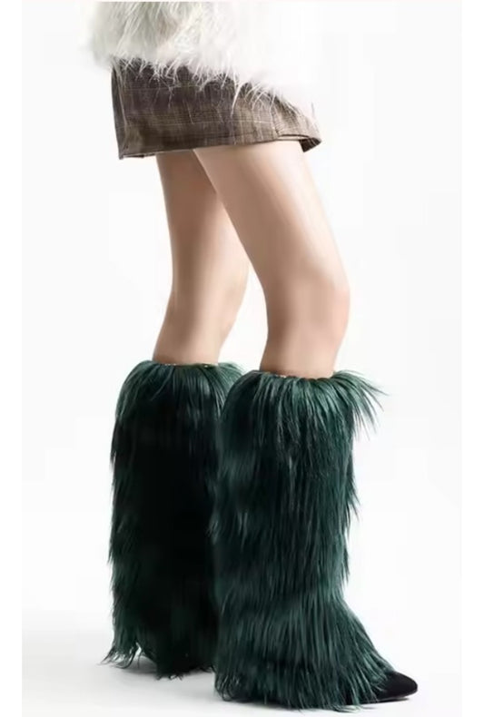 Black Furry Leg Warmers