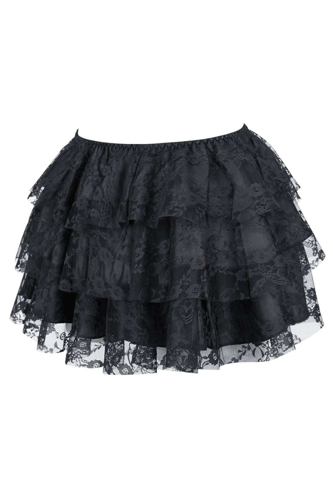 3 Tier Black Lace Mini Skirt