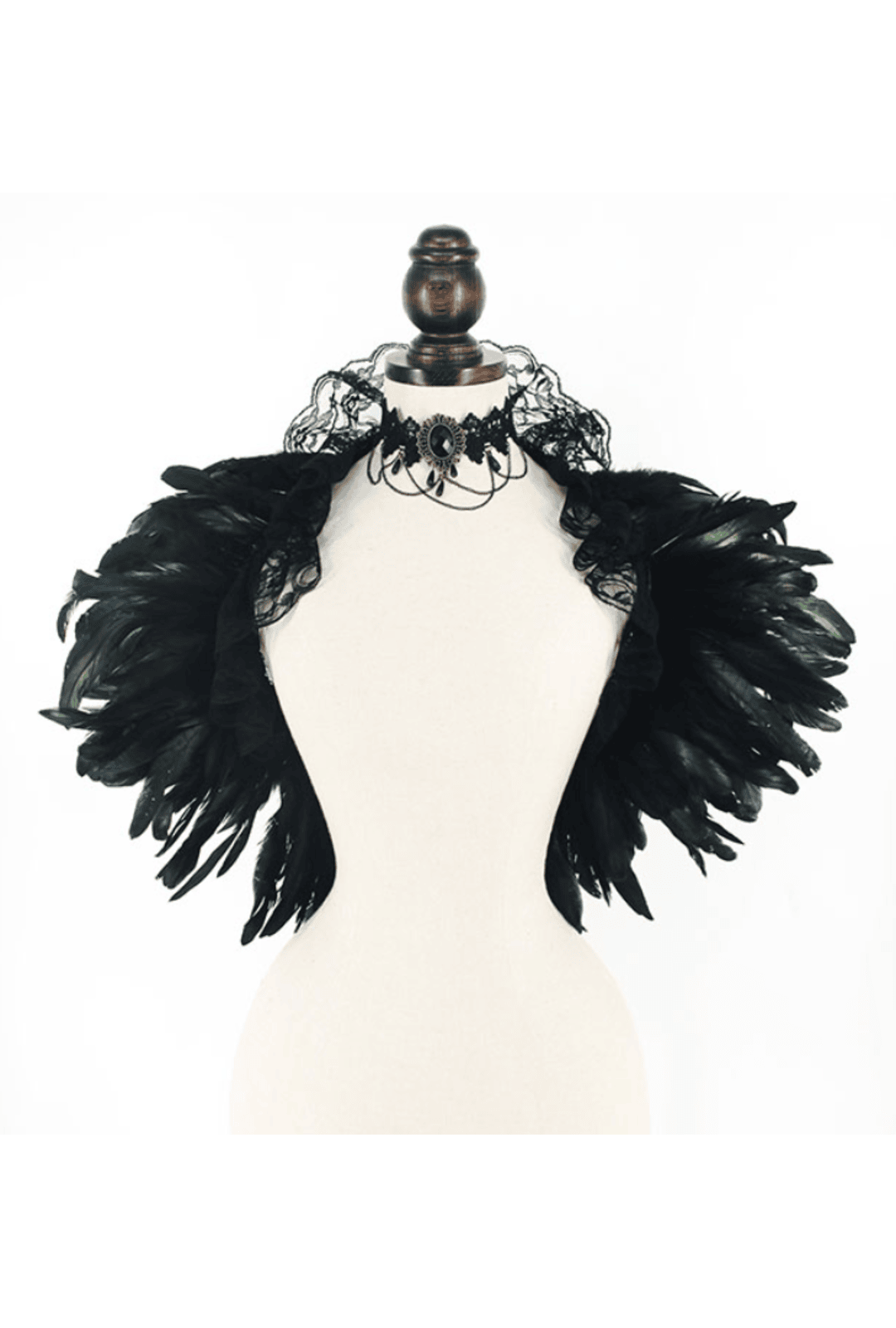 Victorian Gothic Black Feather Shawl