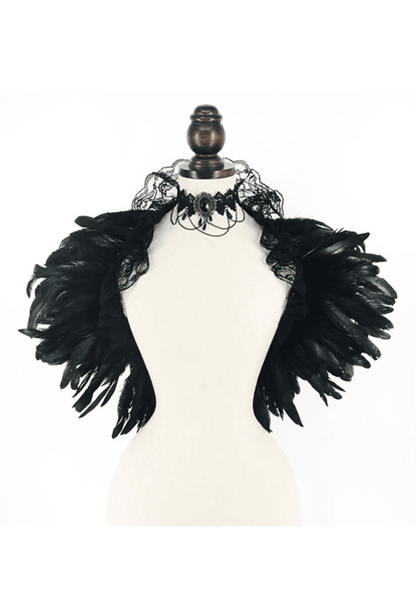 Victorian Gothic Black Feather Shawl