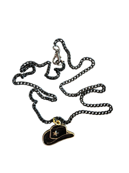 Black Cowboy Hat Necklace