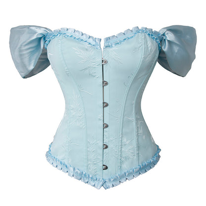 Light Blue Overbust Corset With Shoulder Straps