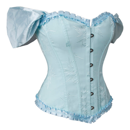 Light Blue Overbust Corset With Shoulder Straps