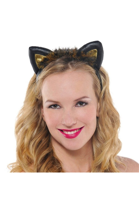 Black and Gold Cat Ears Headband