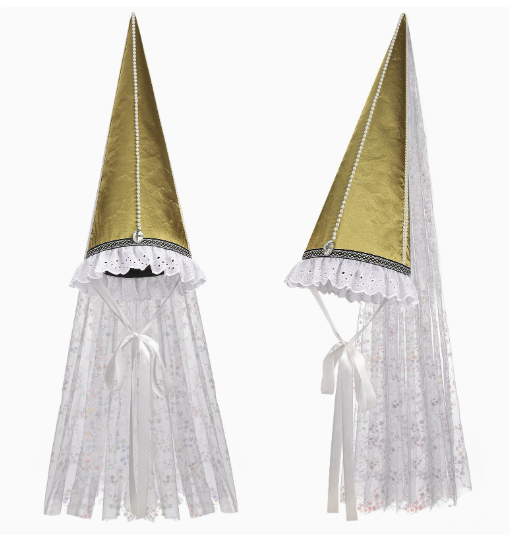 Gold Medieval Princess Hennin With Veil