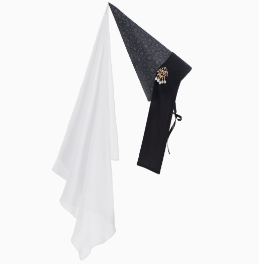 Black Medieval Hennin Hat With Veil