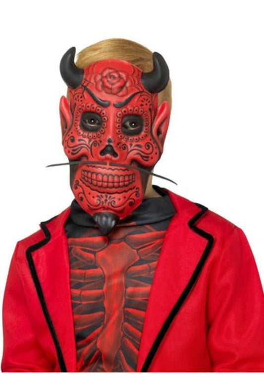 Kids Red Day of the Dead Devil Mask