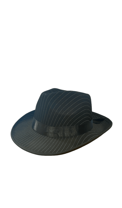 Black Pinstripe Gangster Hat