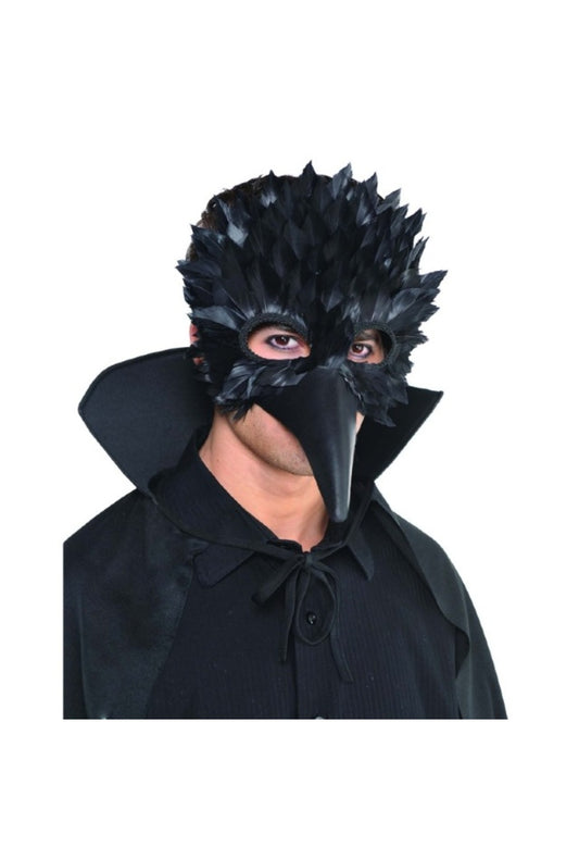 Black Feathered Crow Masquerade Mask