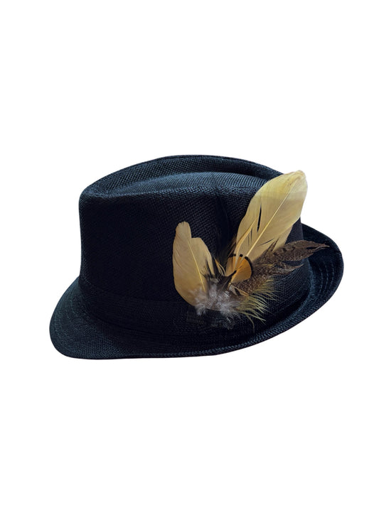 Men's Black Oktoberfest Trilby Hat with Feathers