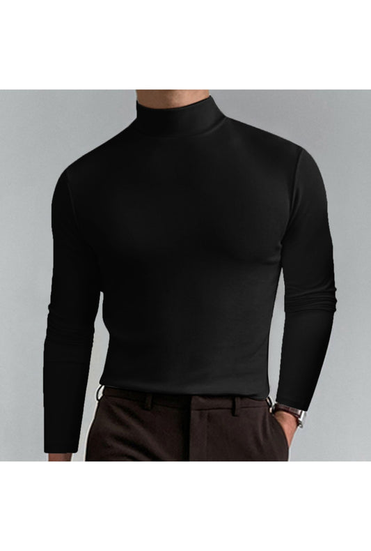 Black High-Neck Long Sleeve Shirt
