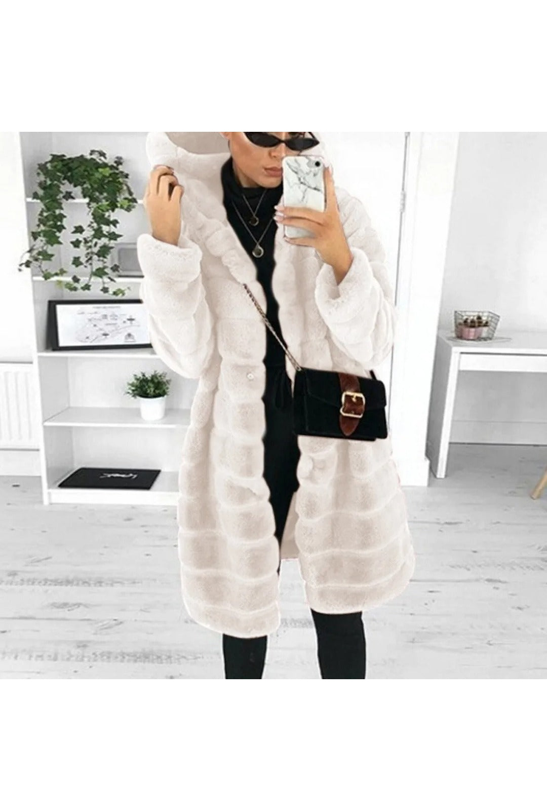 White Long Fluffy Black Coat Perth | Hurly-Burly