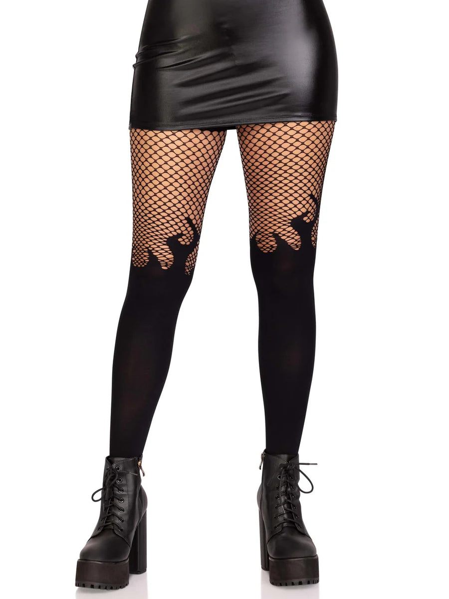Opaque Black Flame Tights