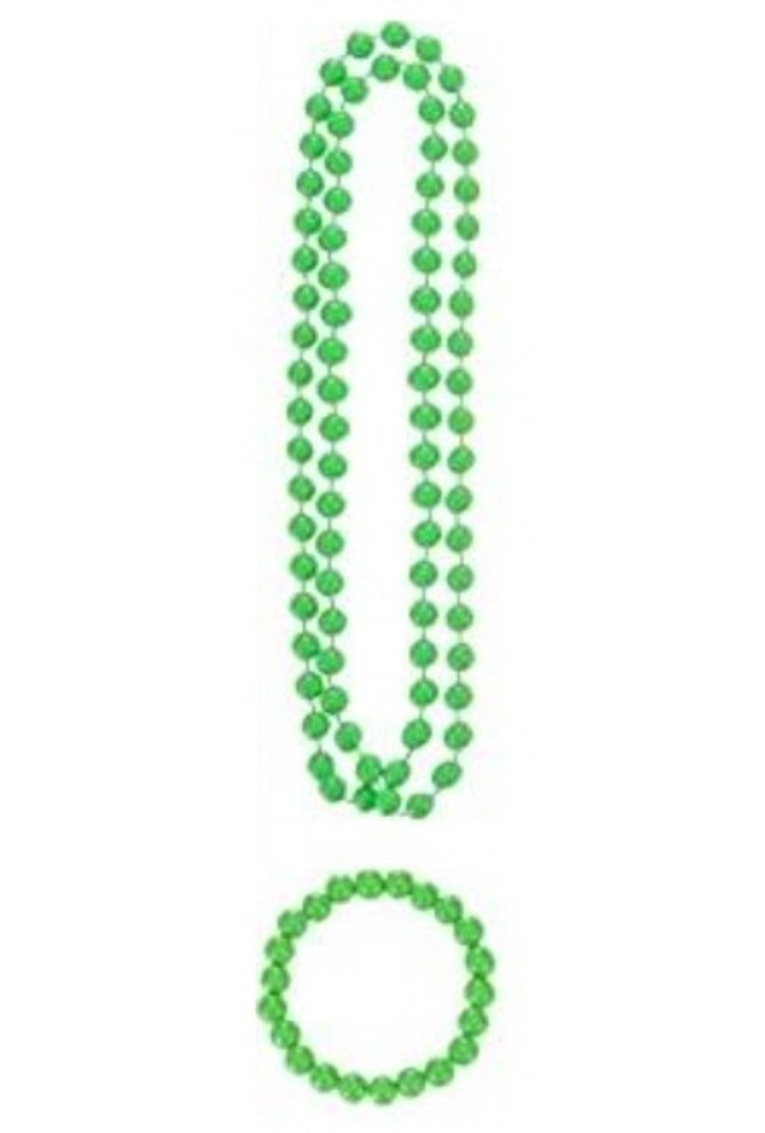 fluro green beaded necklace and matching bracelt for 80's costume
