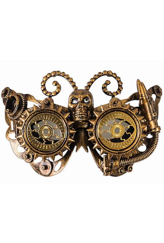 Gold Steampunk Skull Butterfly Mask