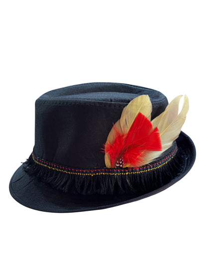 Men's Oktoberfest Hat With Black Fringe and Feathers
