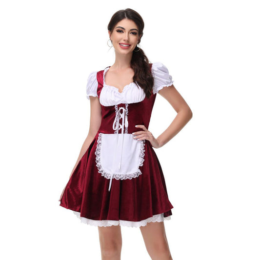 SALE Red Velour Oktoberfest Beer Maid (Please see description of damage) OCW57
