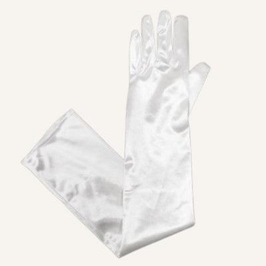 Extra Long Antique White Satin Gloves