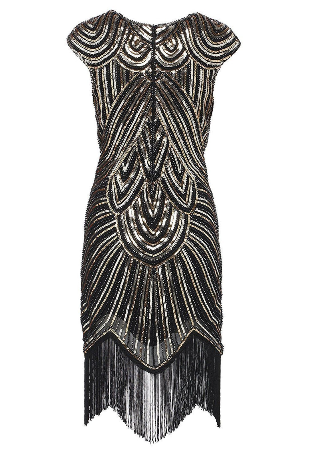 Black fashion and gold great gatsby dress