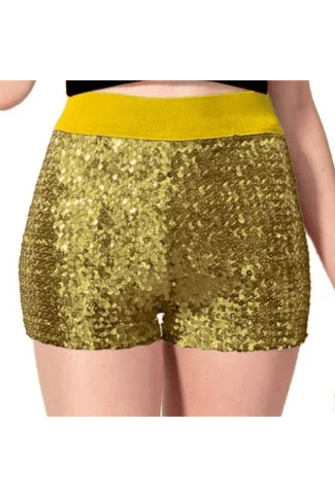 High Waisted Gold Sequin Shorts