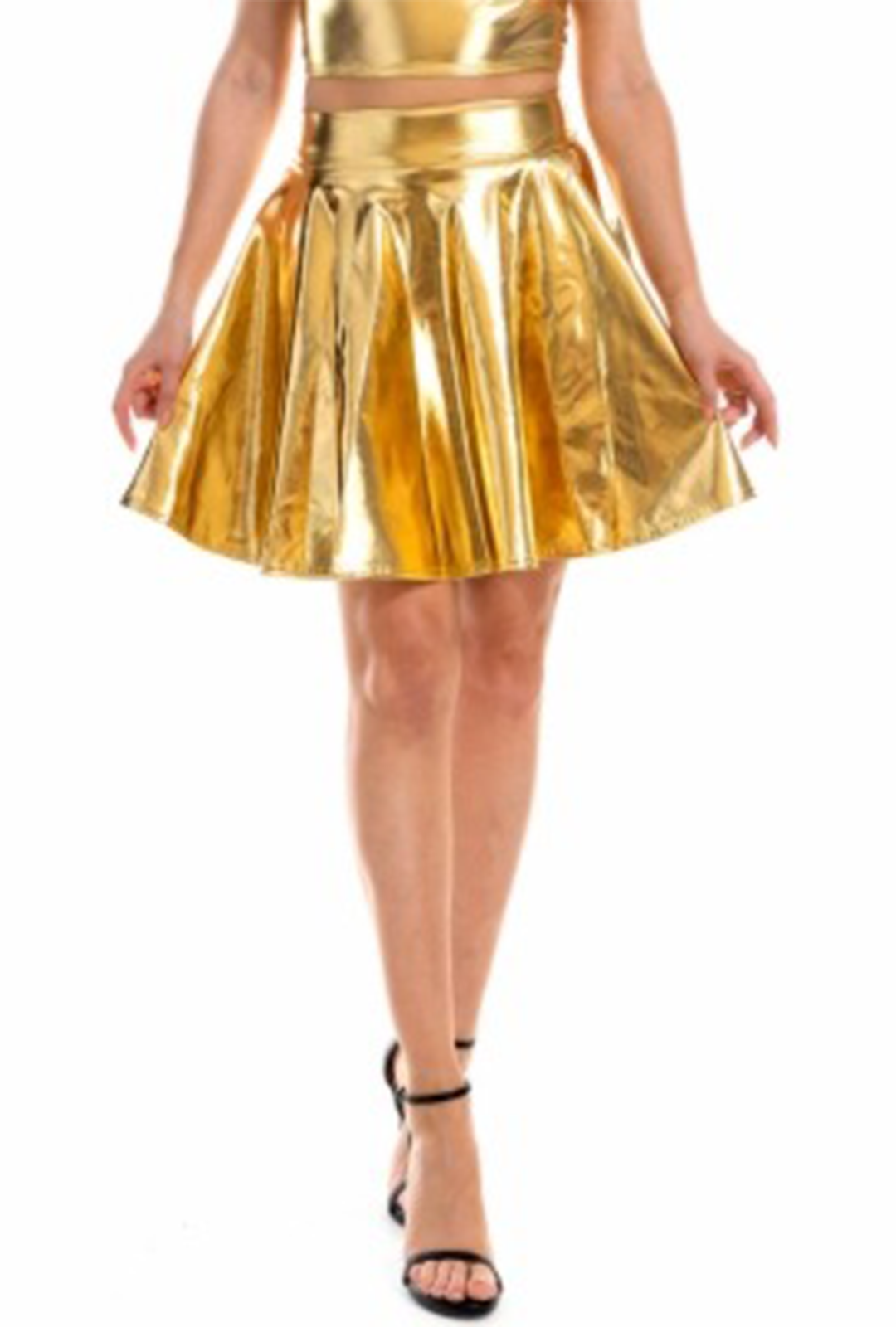 Gold Metallic Skater Skirt