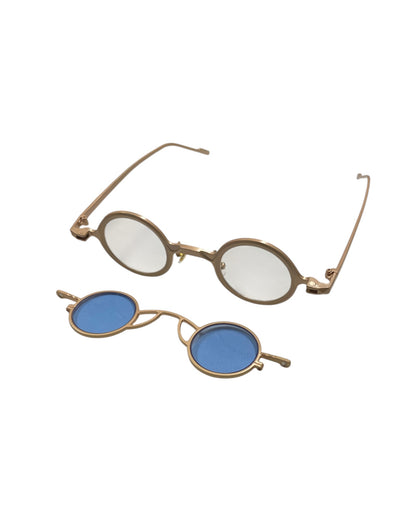 Blue Steampunk Glasses with Removable Lens