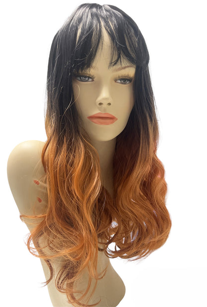 Deluxe Long Dark Brown Ombre Curly Wig