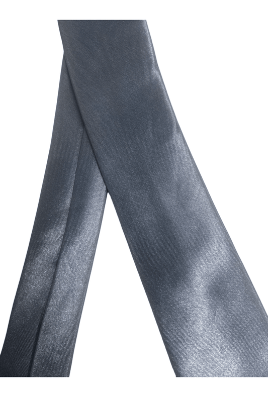 Grey Satin Skinny Neck Tie