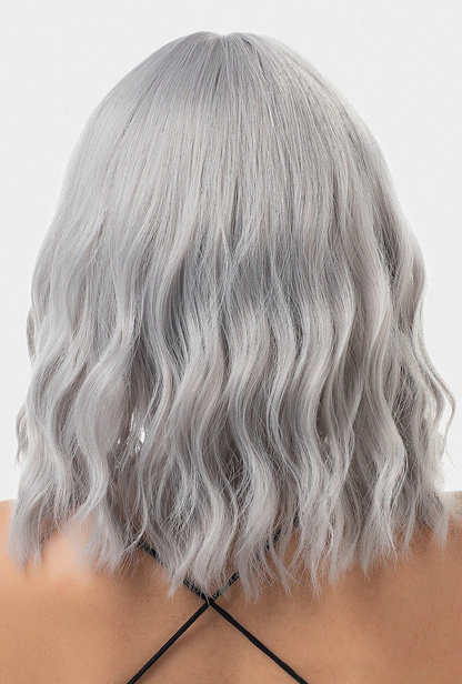 Deluxe Shoulder Length Loose Wave Grey Wig