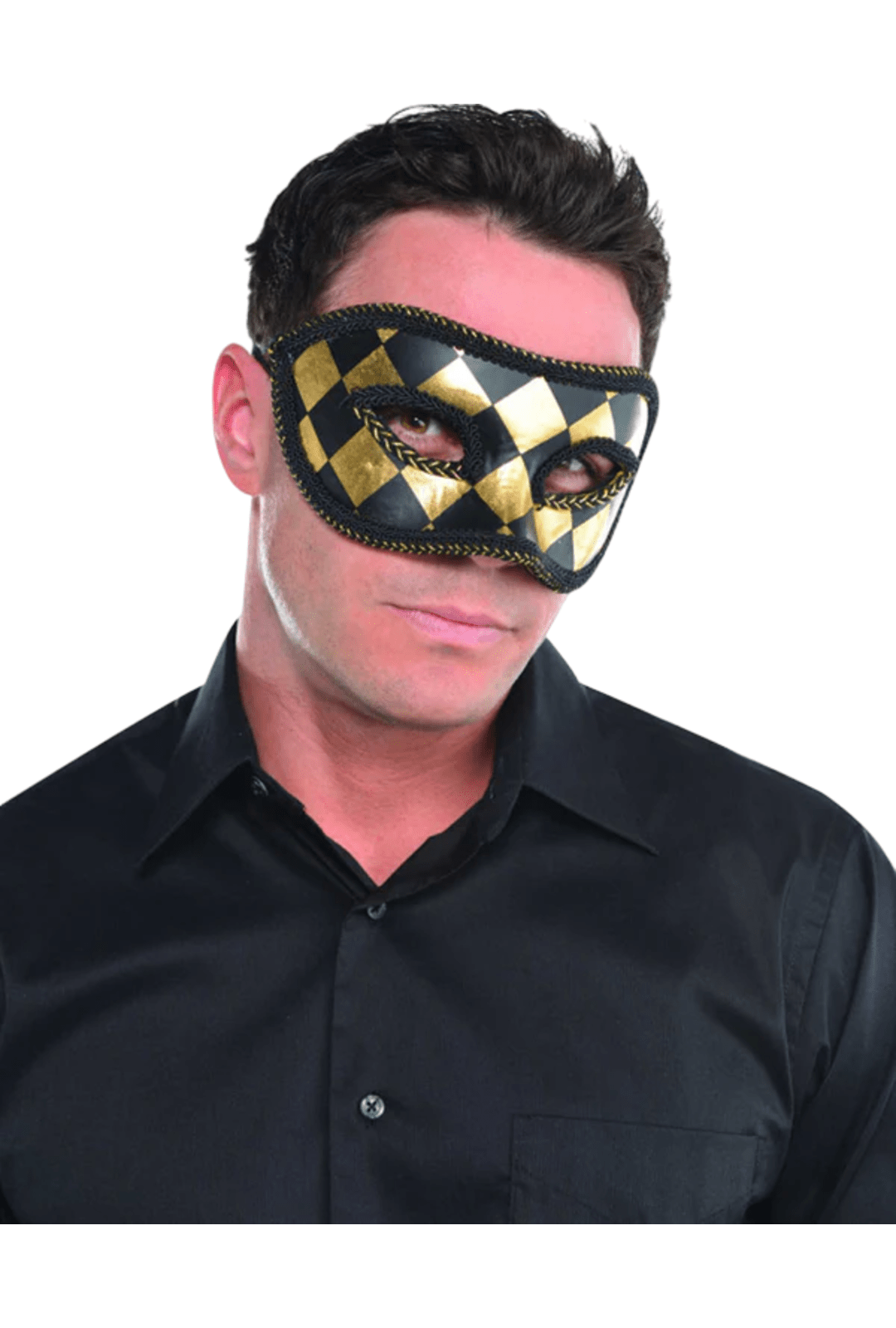 Black & Gold Harlequin Masquerade Mask