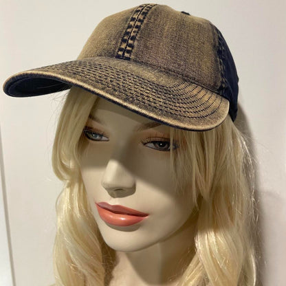 Navy Blue Distressed Baseball Cap