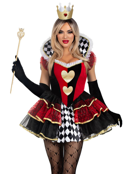 Deluxe Queen of Hearts Mini Dress Costume