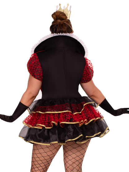 Plus Size Deluxe Queen of Hearts Mini Dress Costume