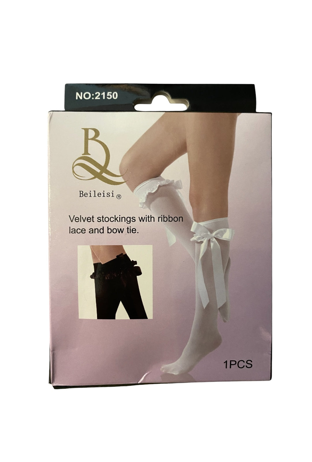 White Nylon Knee Highs with White Bows