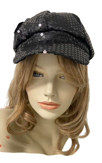 Black Sequin Newsboy Cap Perth Hurly Burly